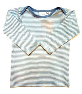 Baby Merino Long Sleeve Top - Pale Blue Stripe