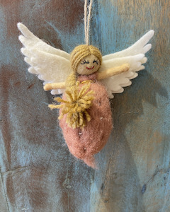 Pashom | Hanging Decoration - Pink Felted Angel