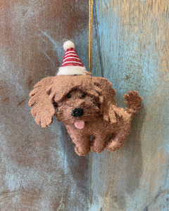 Pashom Felted Christmas Decoration - Cavoodle brown