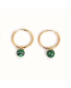 A&C Oslo Earrings with Malachite Pendant- gold