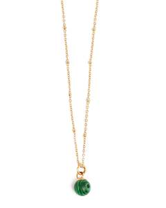 A&C Oslo Short Chain with Malachite Pendant- gold