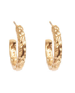 A&C Oslo Raw Steel Slim Hoop Earrings- gold