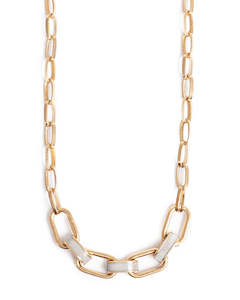 A&C Oslo Jungle Fever Necklace- pale gray & gold