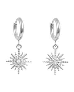 A&C Oslo Small hoops with sparkling star- silver