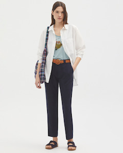 Nice Things by Paloma S. Tencel straight-leg trousers- navy