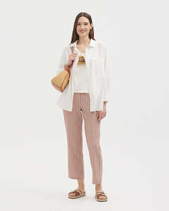 Nice Things Paloma S. Seersucker trousers- ecru terracotta