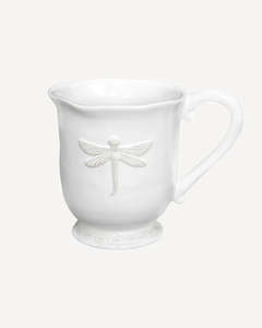 French Country Collections Dragonfly Stoneware White Mug