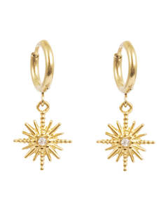 A&C Oslo Small hoops with sparkling star- gold