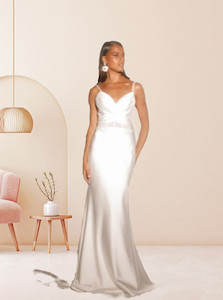 Womenswear: Kennedy EY395 satin fitted simple wedding dress with pleat detail' Madison Rose Bridal