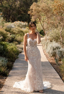 Womenswear: Sharne ML24444 3D Lace Wedding Dress with Romantic Fitted Design Madison Rose Bridal