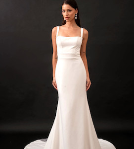 Womenswear: Sydney - EY492 Evie Young Madison Rose Bridal a statement of simplicity with square bodice and ivory crepe