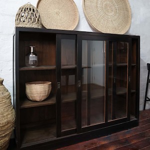 Furniture: 2 Door Black Bali Cabinet