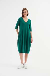 Tirelli - 24D3512 V Neck Diagonal Seam Dress