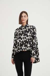 Womenswear: Tirelli - 24S3371 Elastic Front Hem Print Shirt