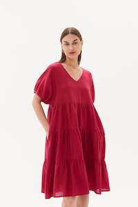 Womenswear: Tirelli - 21D2660 Tiered Linen Dress - Plain