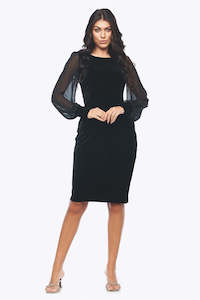 Zaliea - Z0258 Velvet Sleeve Dress