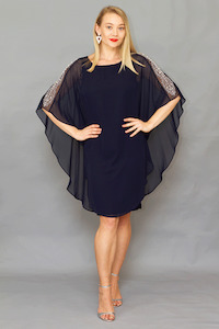 Lyman - 219206 Pearl Trim Cape Dress