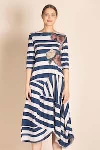 Megan Salmon - M8335 Stripes Pieced Dress