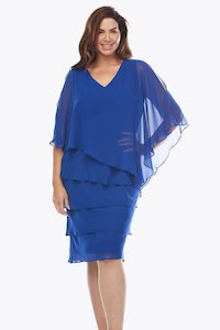 Layla Jones - LJ0448 Vee Neck Chiffon Layer Dress