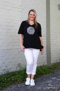 Womenswear: Cashews - C231/C10 Thumb Print Vee Tee Shirt