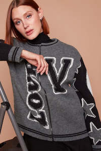 Carre Noir - 7612 Collegiate Zip Front Sweater