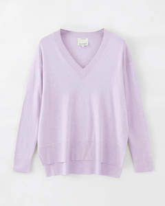 Aleger Cashmere - N.21 Cashmere Cotton High Low Hem V-Neck Sweater