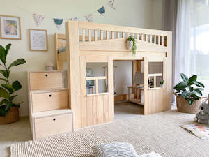 Cottage LOW loft bed PINE