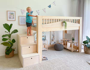 Cozy LOW loft bed PINE