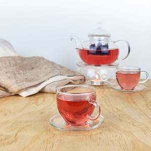 Glass Teacup and Saucer Set 100ml