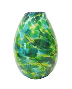 “Sea Green” Oval Vase by Keith Grinter