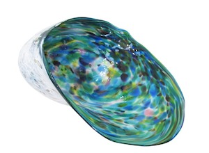 Hand-blown Glass Paua medium by Anthony Genet