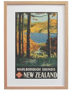 New Zealand Vintage Travel Poster “Marlborough Sounds”