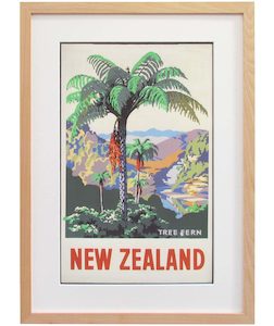 New Zealand Vintage Travel Poster “Tree Fern”