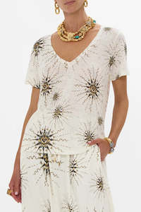 Top: CAMILLA Relaxed V-Neck Tee - Goddess Energy