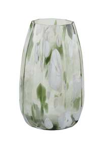 Olive Fluted Glass Vase