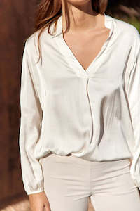 LAUREN VIDAL - Woven Blouse, Ecru