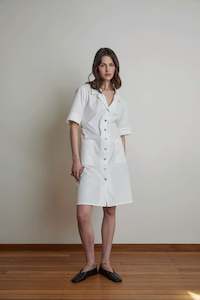 Celebration Shirt Dress in Off-White Poplin