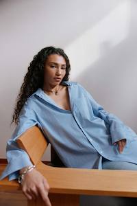 Womenswear: Jimmy Shirt in Blue Pencil Stripe