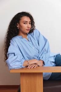 Everyday Blouse in Blue Pencil Stripe