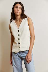 Womenswear: Longline Waistcoat | Cotton Cord | Salt