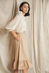 Elsa Skirt in Camel Poppy Cotton