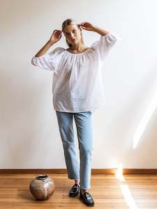 Womenswear: Ballet Blouse | Organic Swiss Dot | White