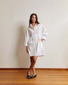 Pullover Shirt Dress | Cotton Poplin | White