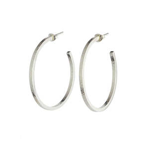 Accessories Beauty: Aurelium Texture Hoop Earrings - Silver Large