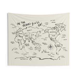 World Map Wall Tapestry