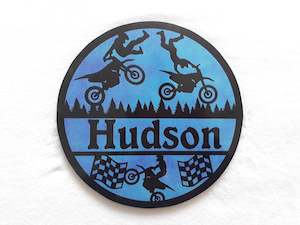 Moto cross themed name plaque - Made to order in any name.