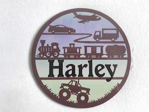 Transport themed name plaque - Made to order in any name.