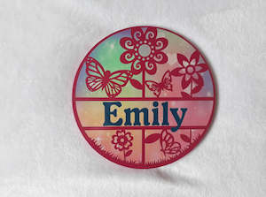 Flower themed name plaque - Made to order in any name.