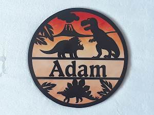 Dinosaur themed name plaque - Made to order in any name.