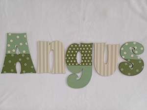 Personalised Names - 10cm high for the uppercase letter - Angus design and colour.